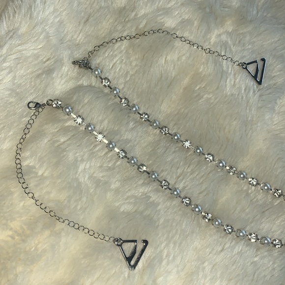Bra straps replacement pearl and crystal diamond jewel silver chain Bra straps - Picture 8 of 13